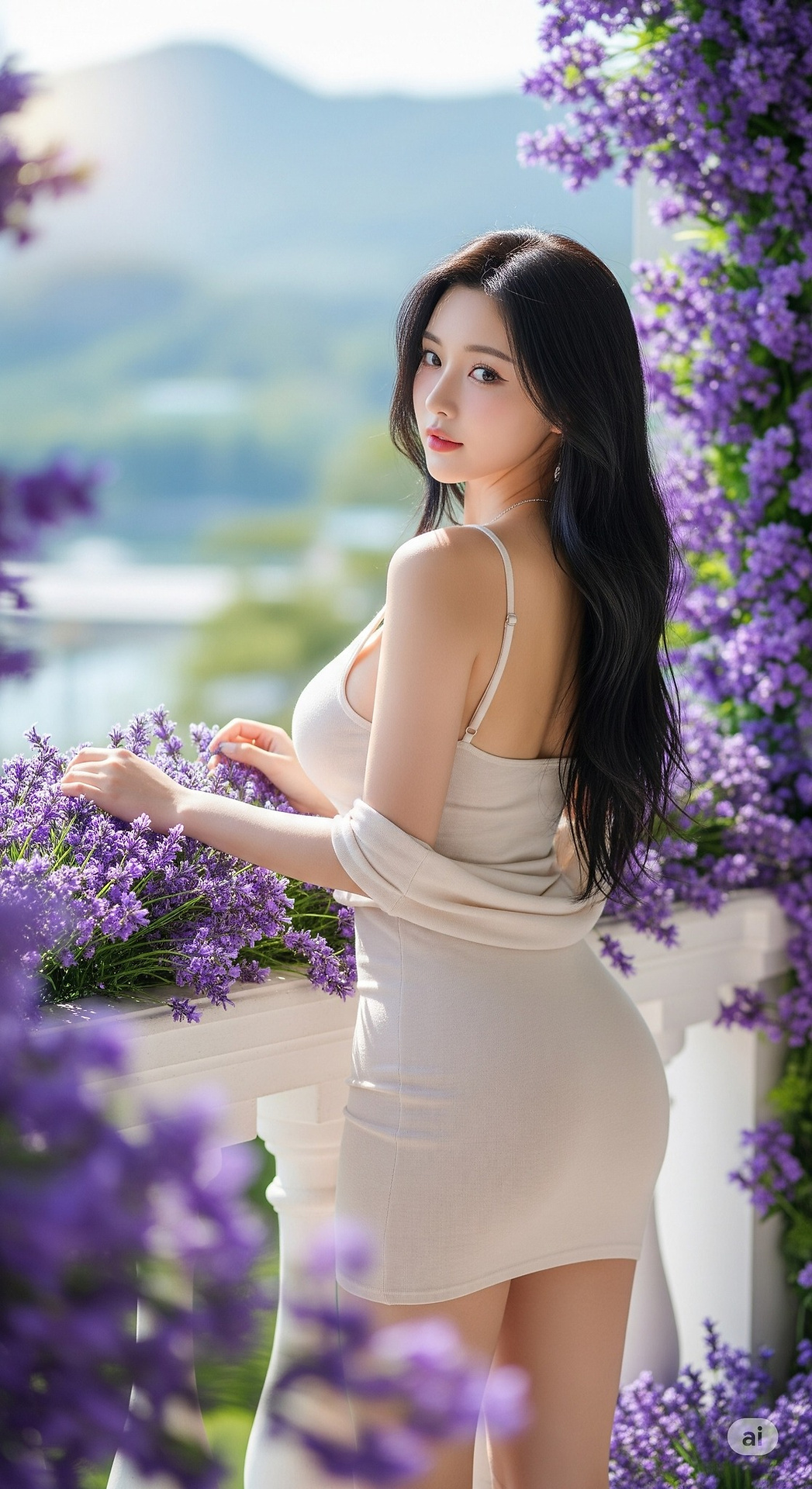 紫藤花下的凝眸