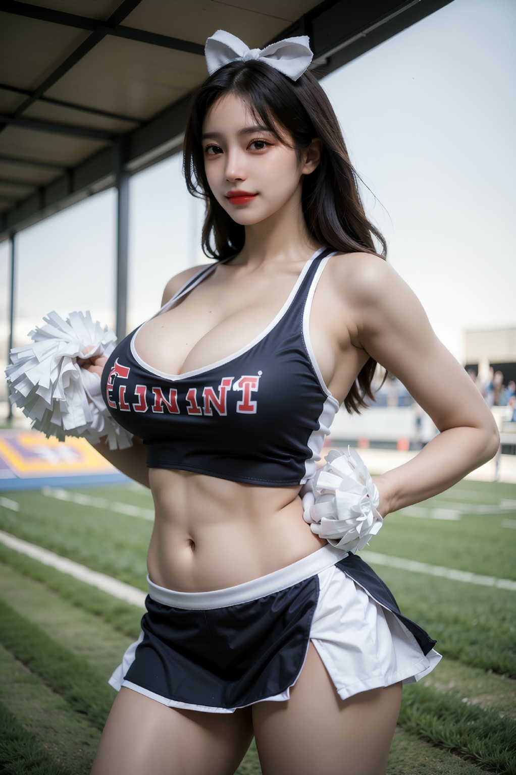 Cheerleader's cleavage