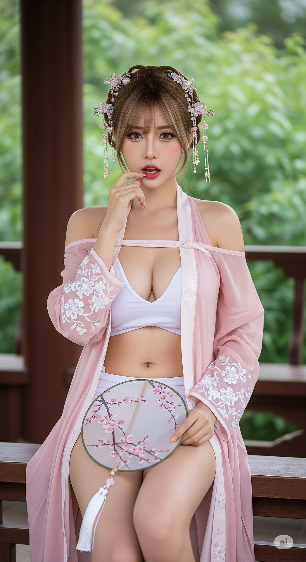 極淺粉紅色古風漢服