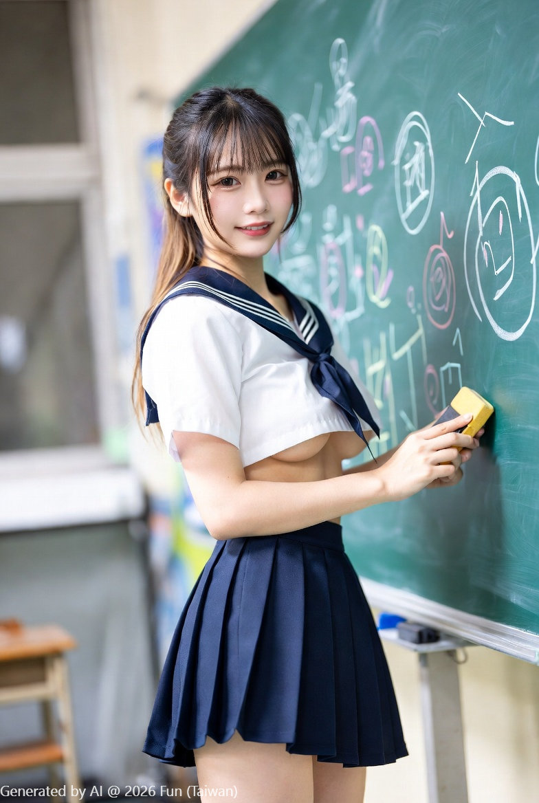 Adult High School Student # 7 Wiping a Blackboard Why Panties, Bare Farts