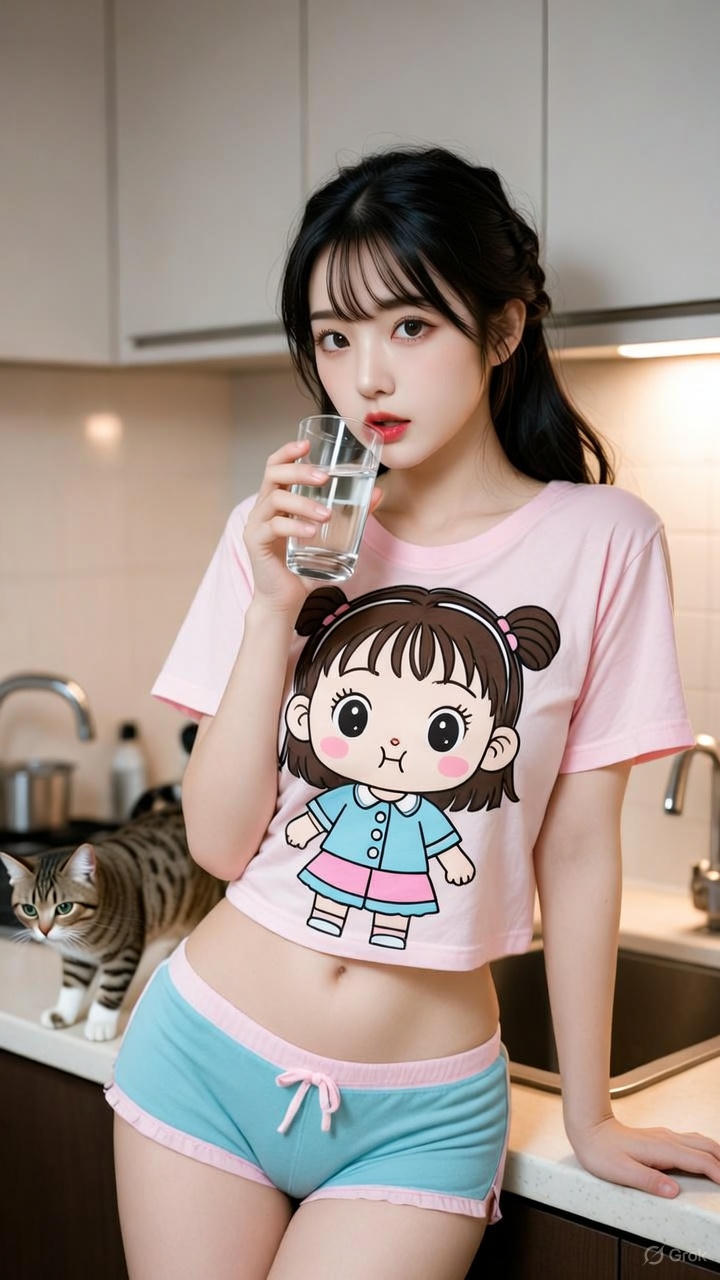 Cartoon Exposed Navel T-Shirt