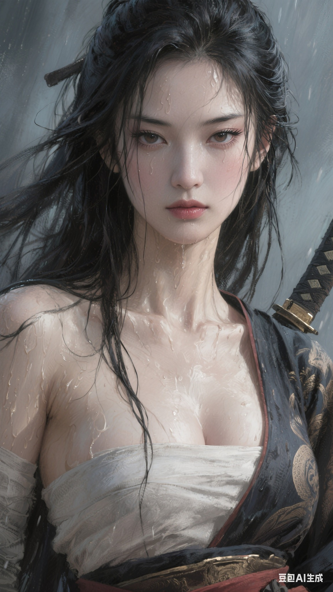Portrait of a Japanese samurai woman