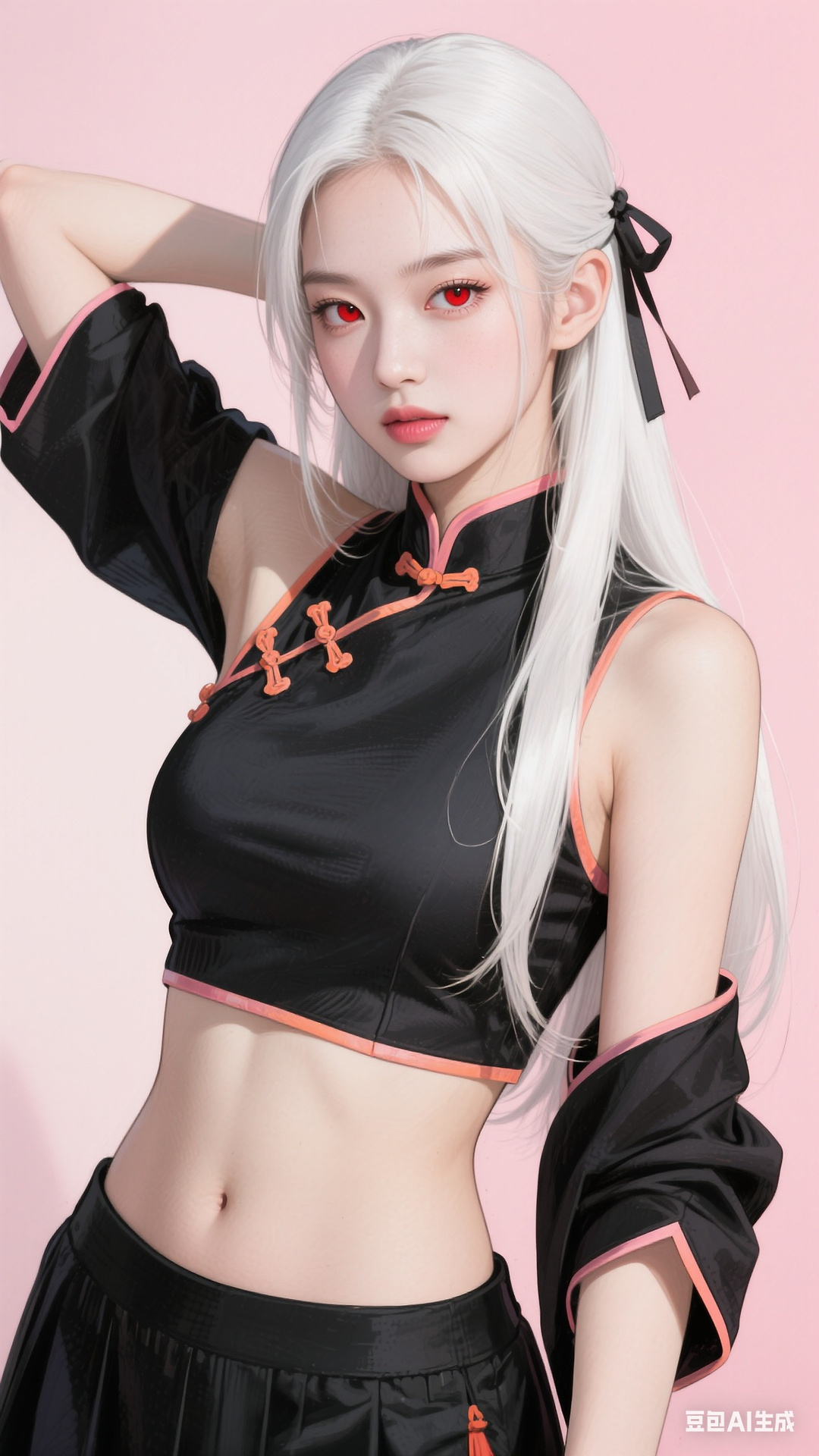 Chinese style open navel top