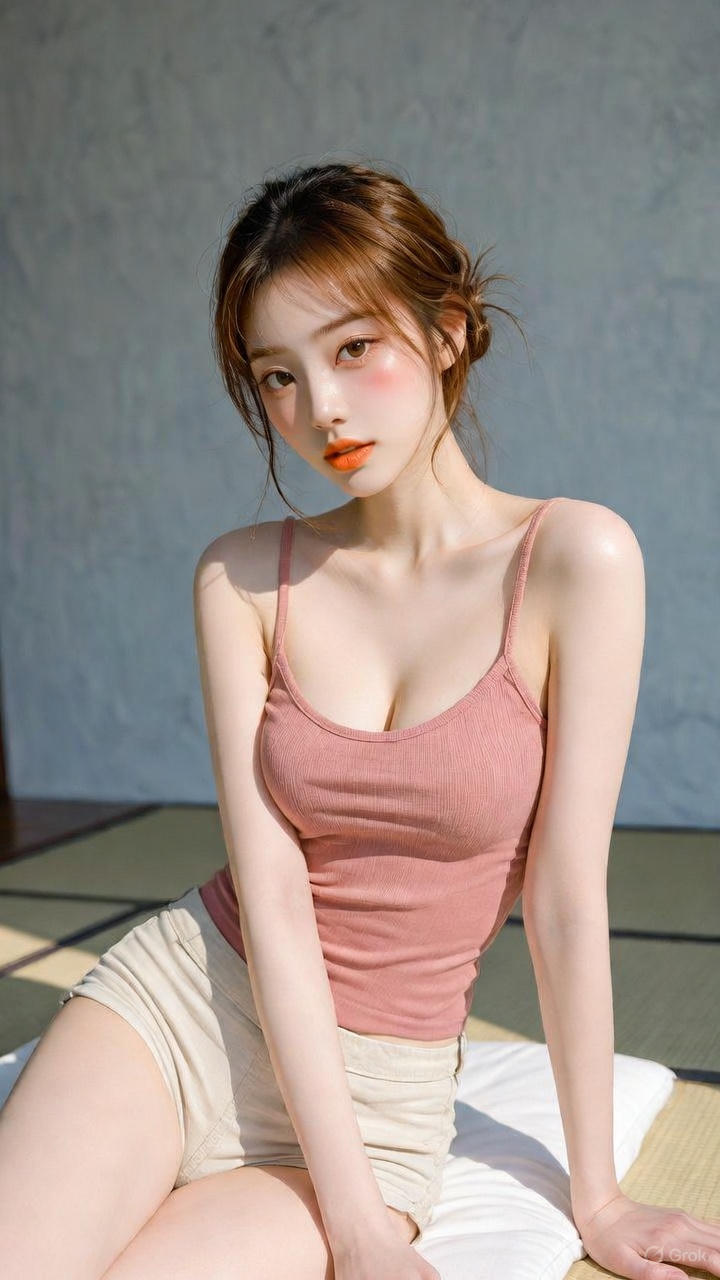 Pink ribbed cotton suspender vest