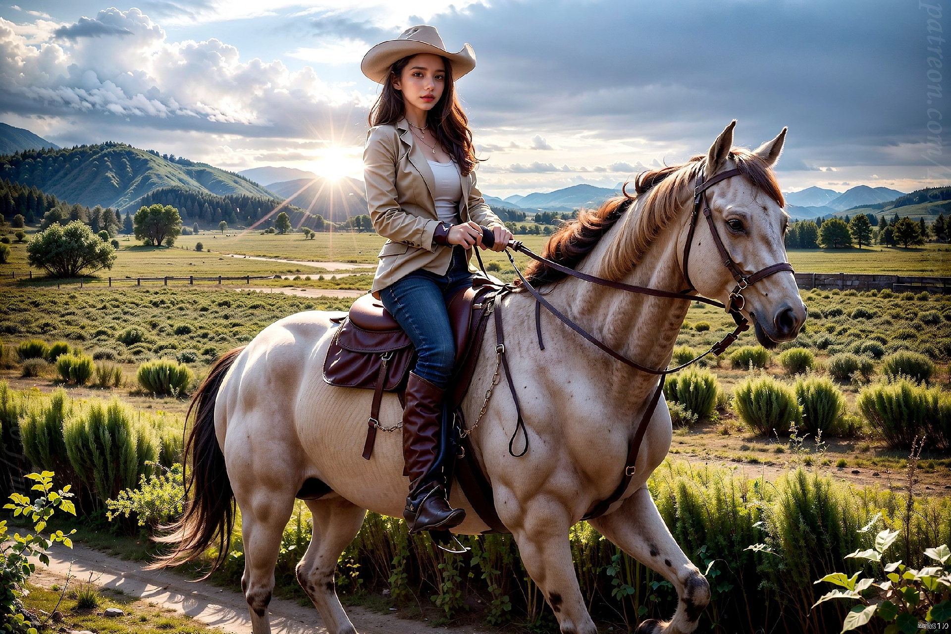 Grey. Horseback riding wallpaper style