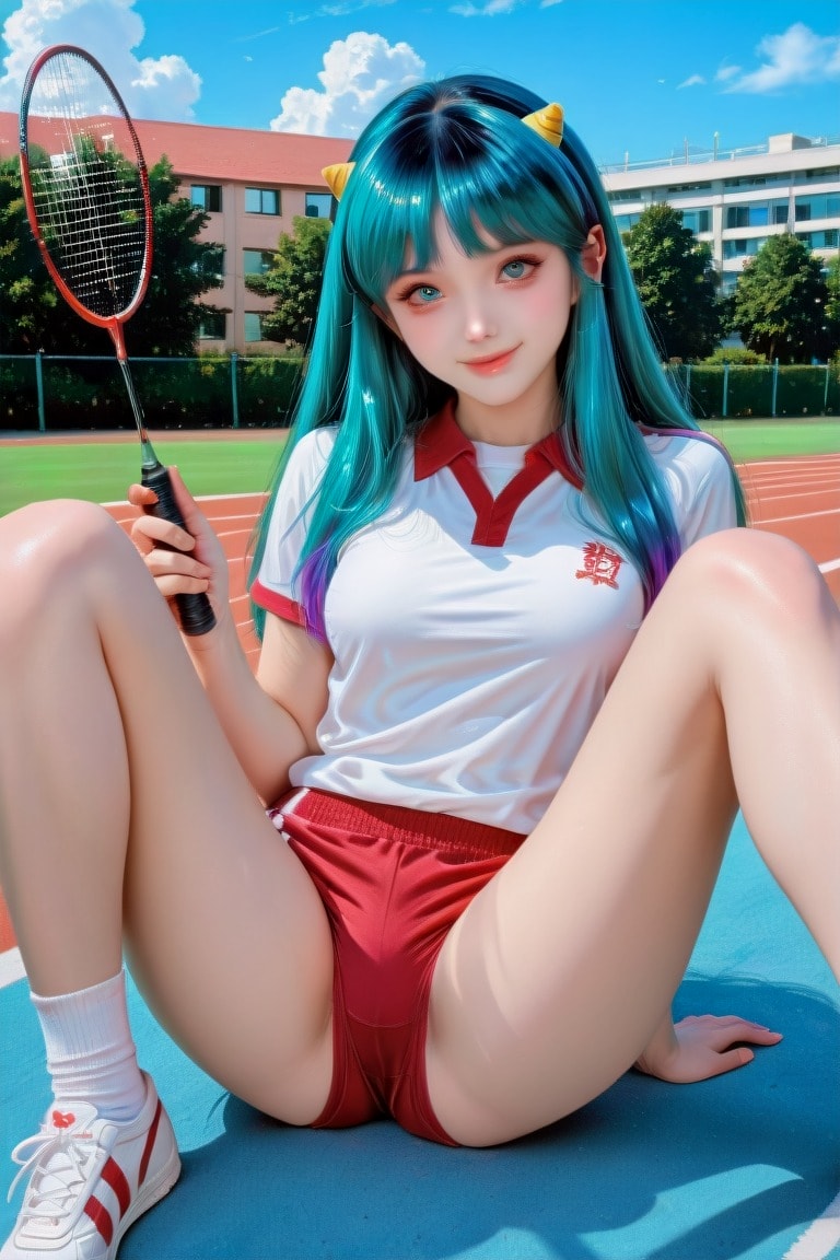 Green Hair Girl Doing Sports