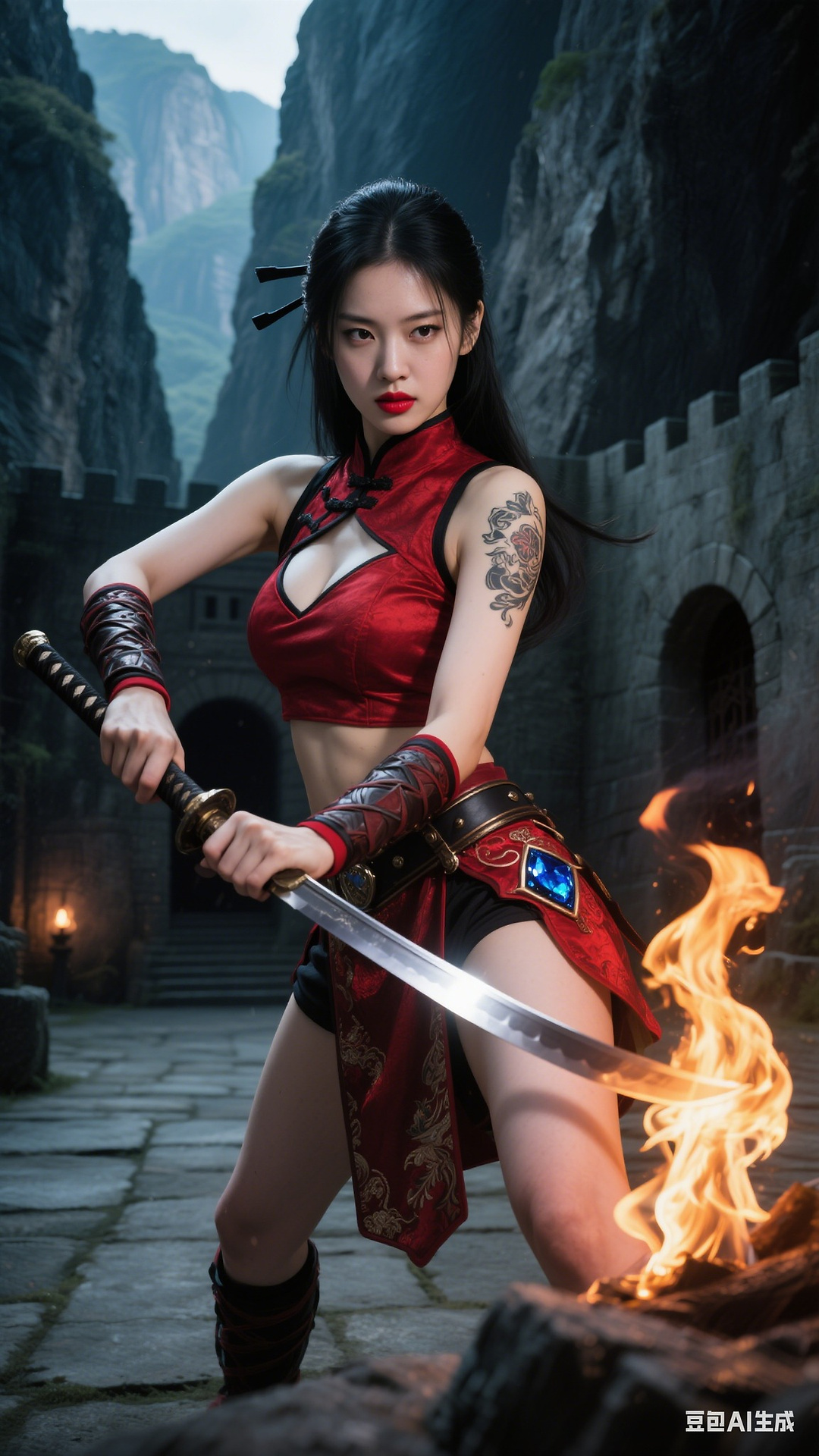 Crimson Sapphire Short Armor