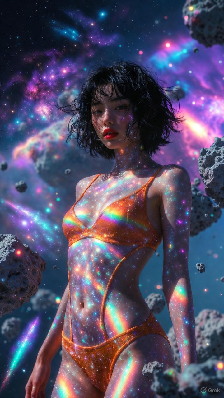 Starlight Particle Cross One-piece Swimsuit