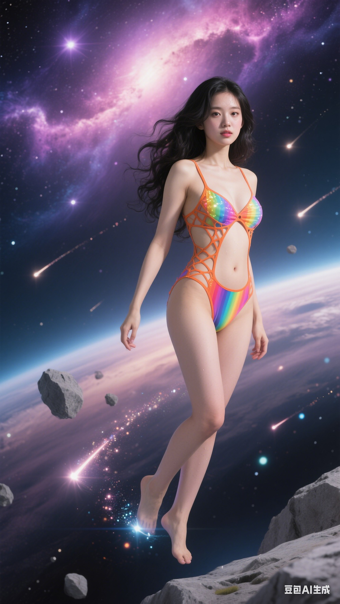 Starlight Particle Cross One-piece Swimsuit