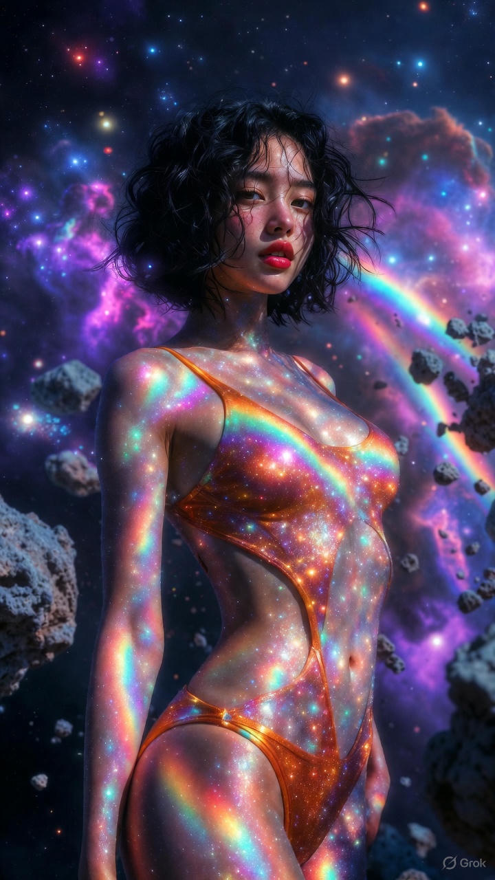 Starlight Particle Cross One-piece Swimsuit