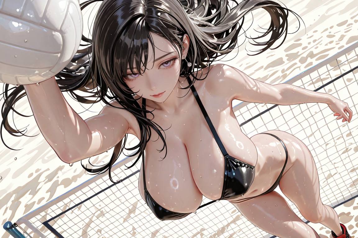 Beauty playing volleyball
