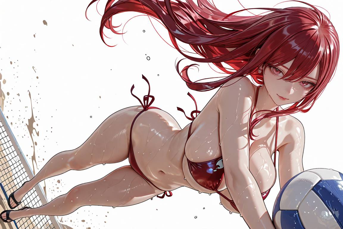 Beauty playing volleyball