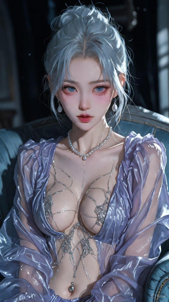 Translucent lavender backless top