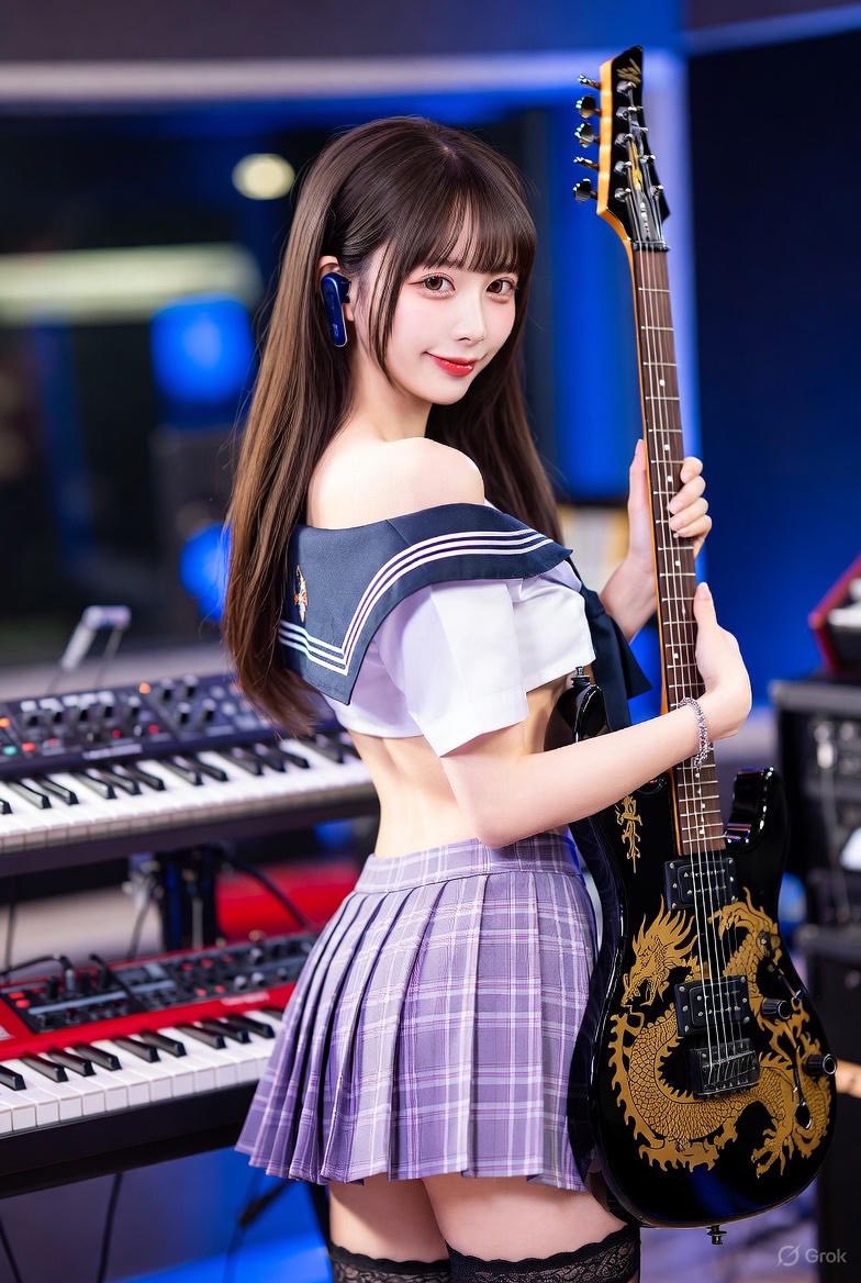 Girl playing a musical instrument