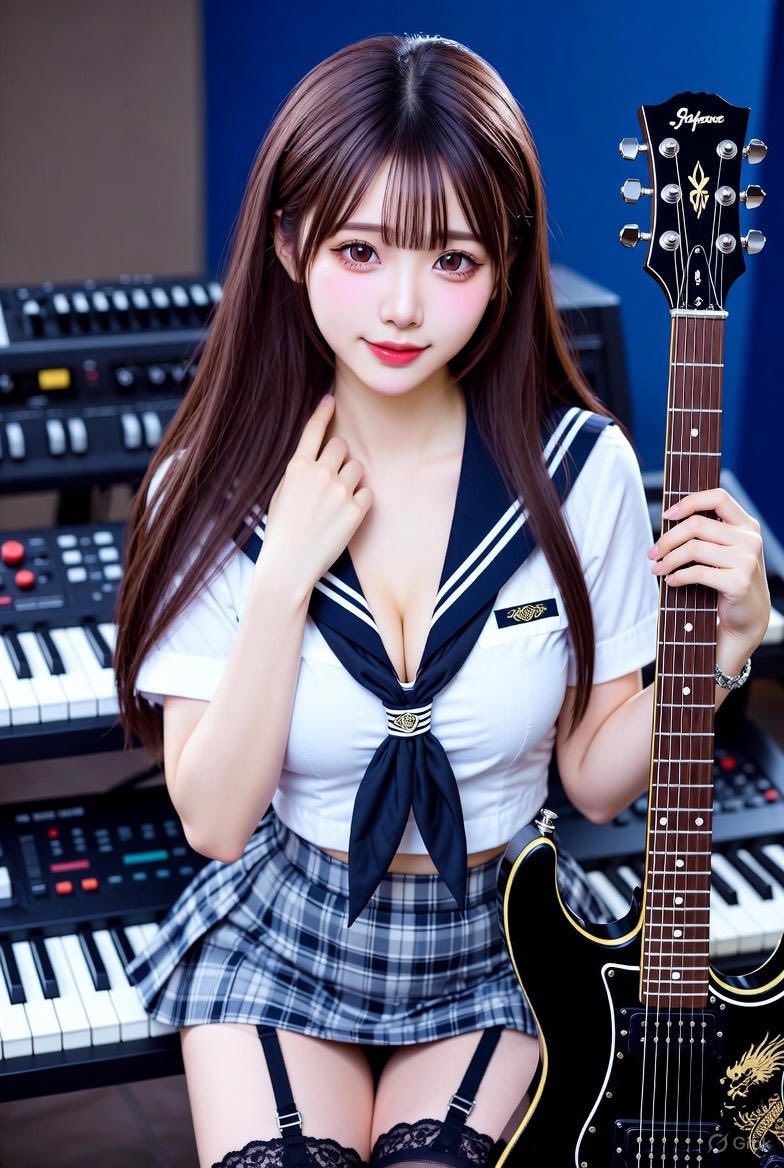 Girl playing a musical instrument