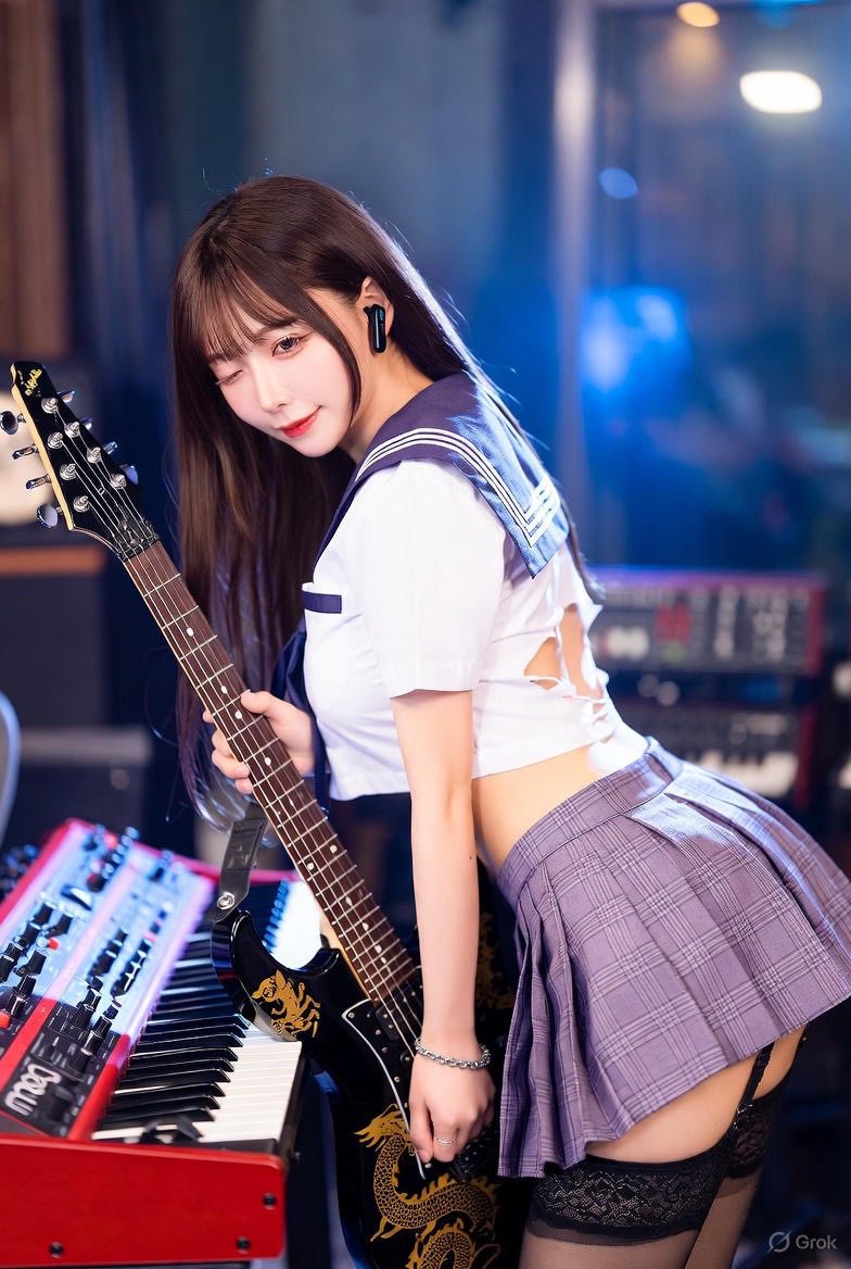 Girl playing a musical instrument