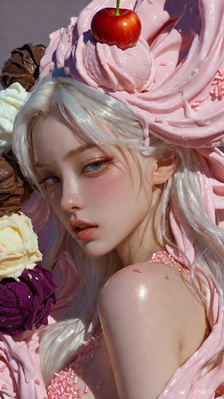 Cream Ice Cream Girl