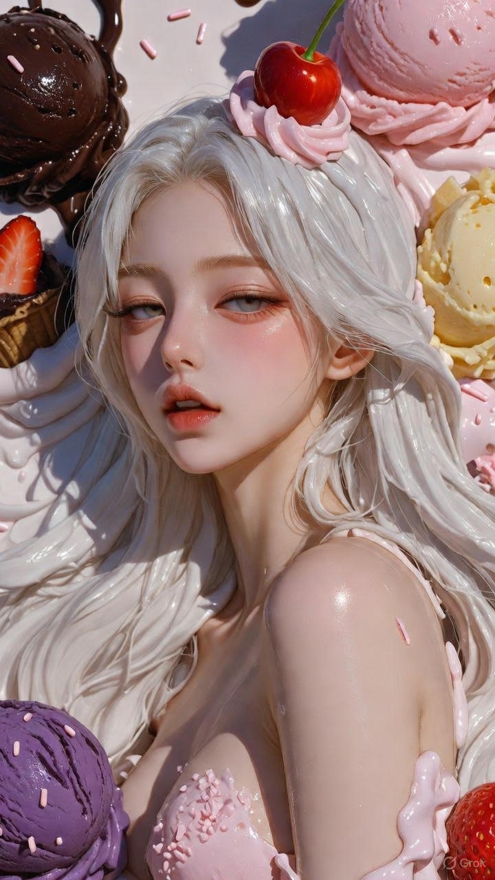 Cream Ice Cream Girl