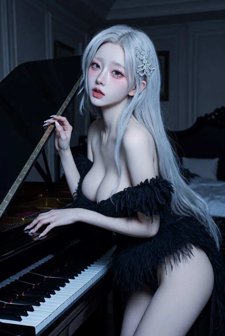 Sister practicing the piano