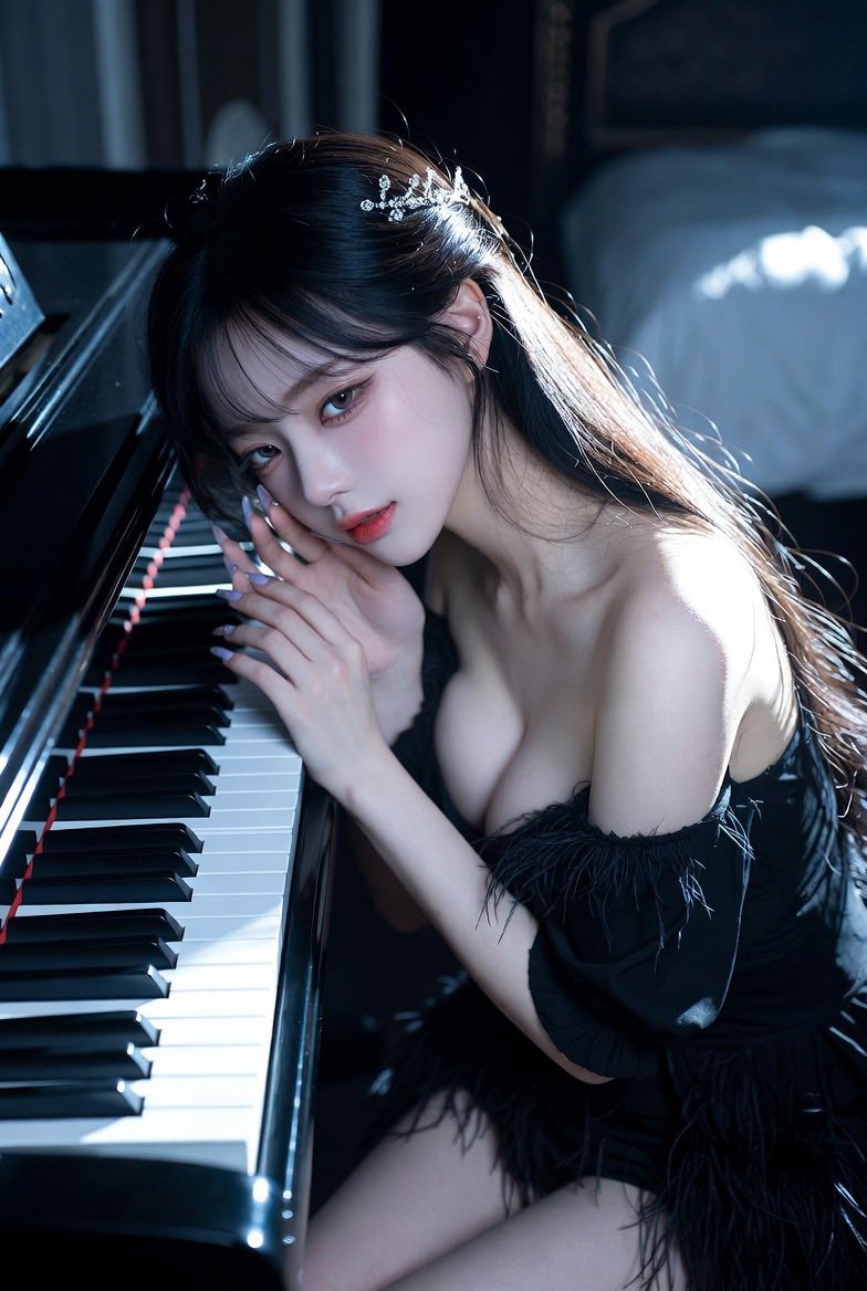 Sister practicing the piano