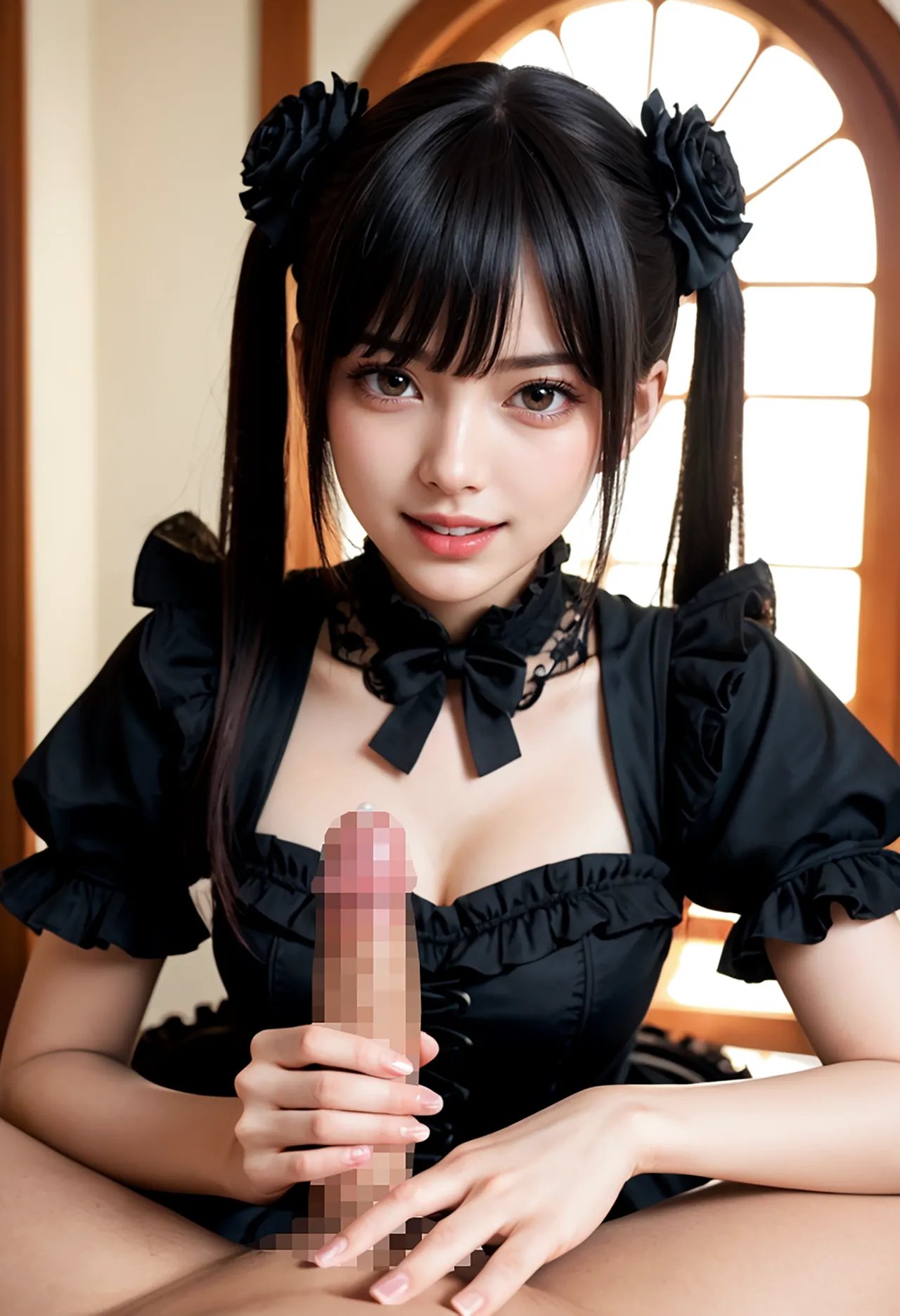 Twin-tail goth loli teenage girl and dressmaker insertion etch - Part 1